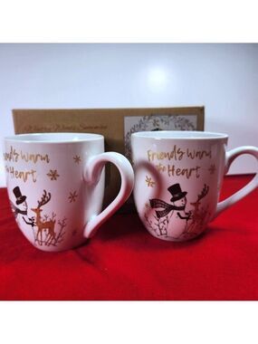 Fitz And Floyd Snowman Holiday Mug Set Ceramic Mugs Wintery Woods Christmas New
